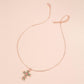 Personality Flower Cross Necklace Fashion Temperament Diamond-studded Leaf Clavicle Chain Simple Necklace Female