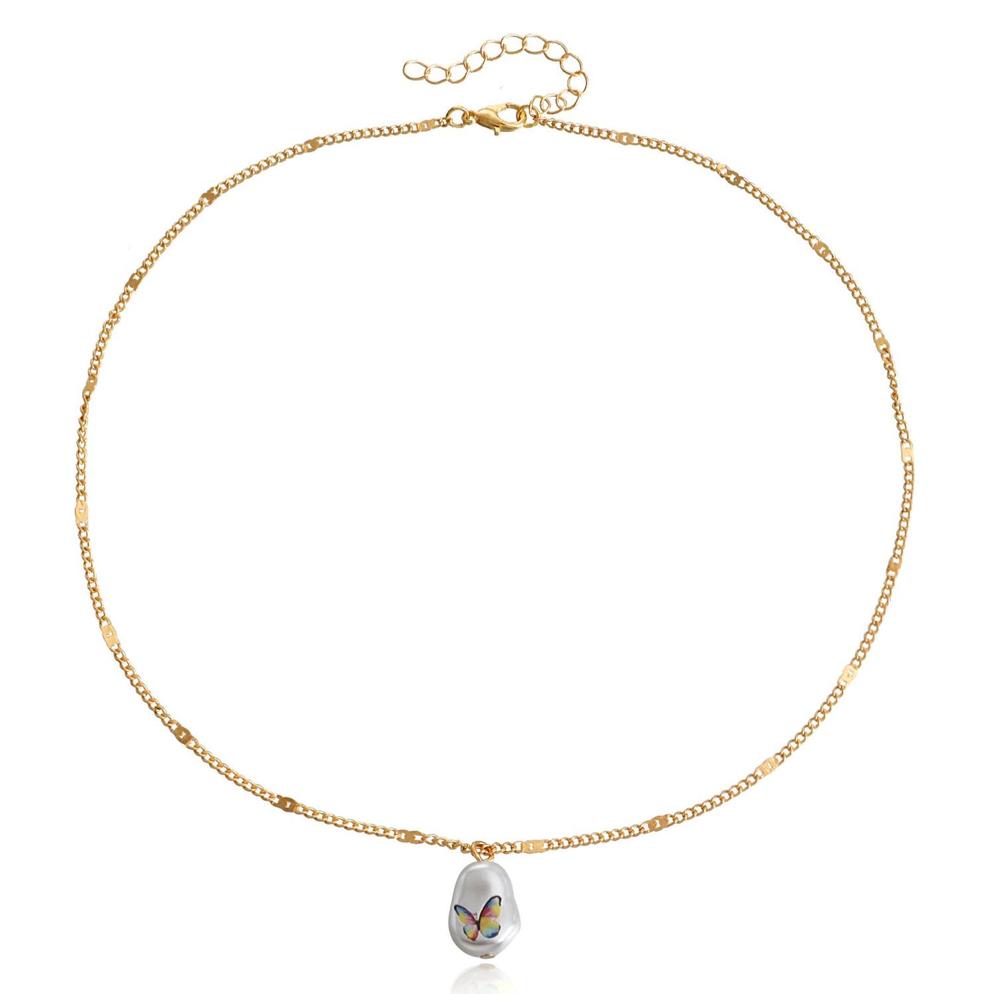 Jewelry Fashion Butterfly Imitation Pearl Pendant Necklace Clavicle Chain Female Personality Versatile Design Sense Necklace