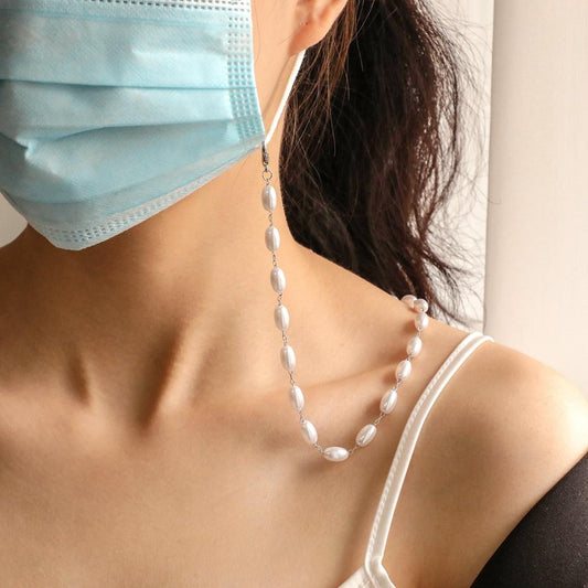 Mask Anti-lost Lanyard Necklace Temperament Simple Oval Pearl Mask Hanging Chain Glasses Chain
