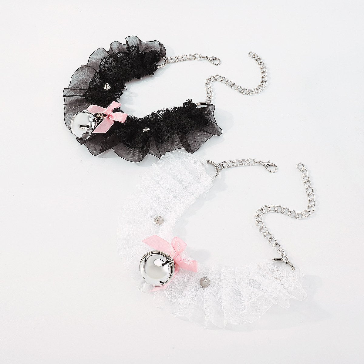 N1451 Exaggerated Lolita Necklace Lace Bow Knot Bell Necklace Rivet Sexy Cute Necklace