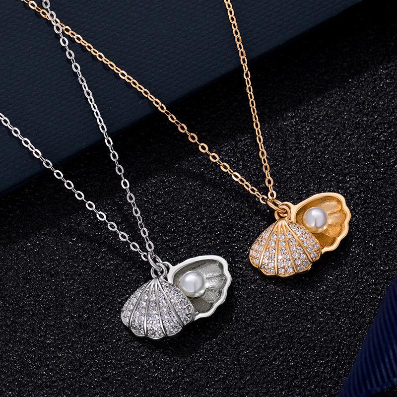 Fashion niche design shell imitation pearl pendant necklace female light luxury clavicle chain jewelry