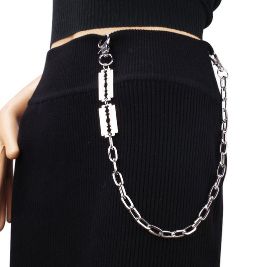 Jewelry punk hip-hop razor blade decoration body chain men and women hipster all-match single-layer pants chain
