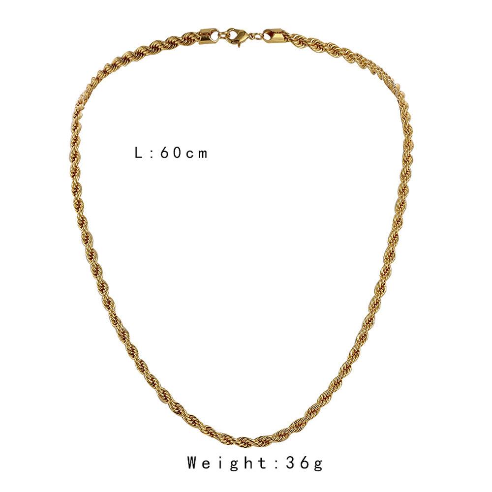 Fashionable hiphop simple men's golden twist chain necklace versatile trend rock hip-hop domineering necklace