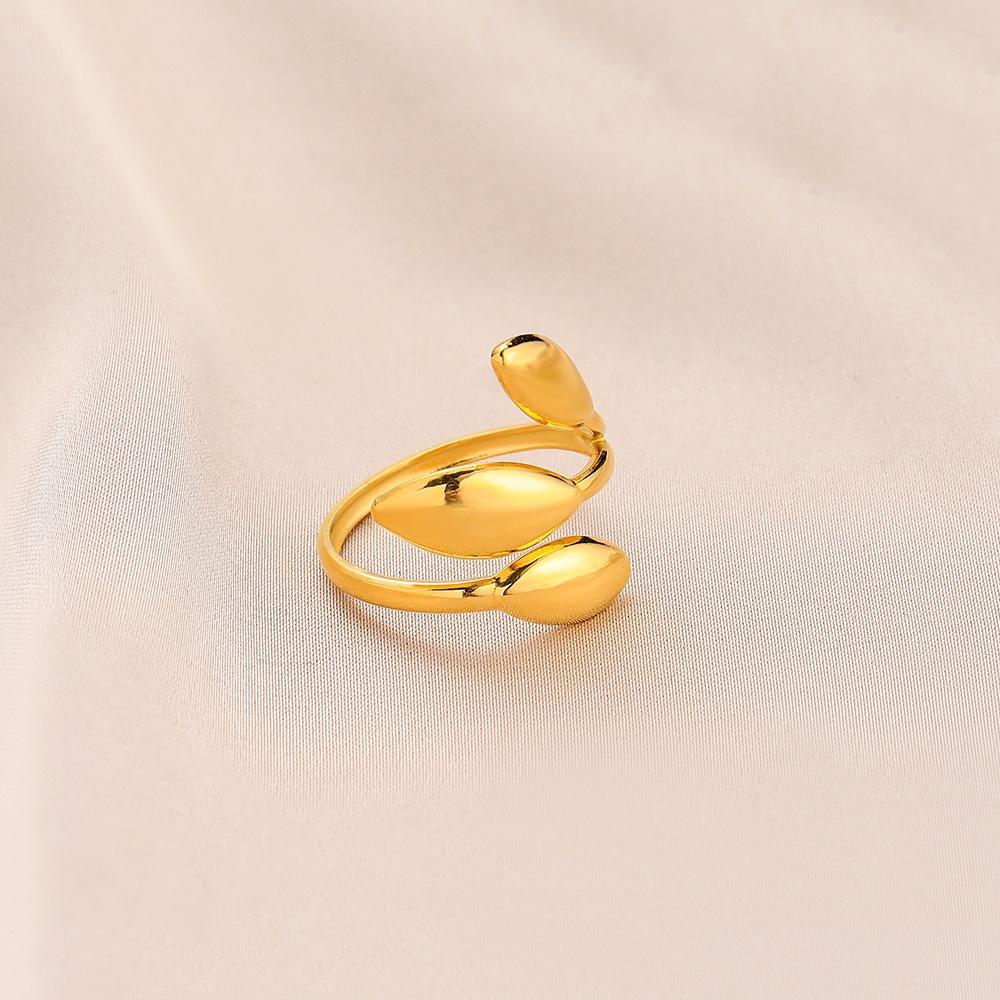 Simple niche design stainless steel leaf opening titanium steel ring ring jewelry female
