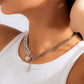 Jewelry Simple Letter Hang Tag Necklace Punk Asymmetric Claw Chain Hanging Ball Single Layer Clavicle Necklace