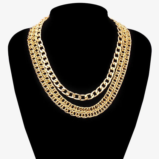 Fashion exaggerated retro metal accessories multi-layer chain collarbone chain trend ethnic necklace