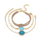 Accessories Rope Braided Bracelet Vintage Oval Resin Bezel Diamond Bracelet Set of 3