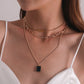Jewelry Black Diamond Gemstone Pendant Chain Necklace Women's Fashion Street Shoot Multi-layer Trend Necklace