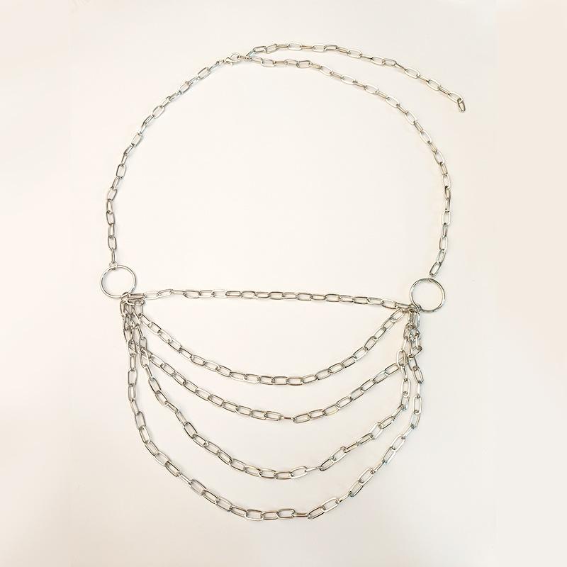 Jewelry fashion punk cool handsome multi-layer underwear chain geometric retro body chain personality all-match