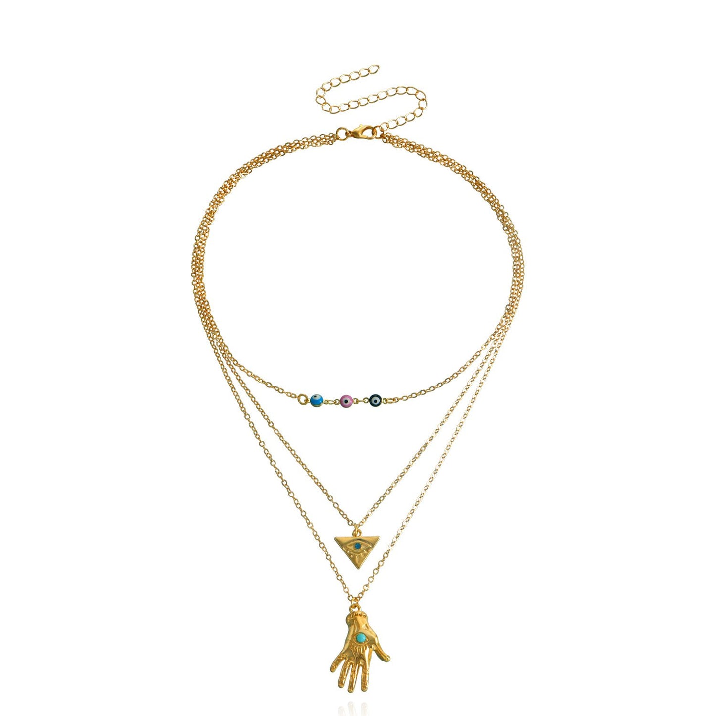 Accessories retro multi-layer devil's eye hand model necklace female jewelry niche high-end necklace light luxury