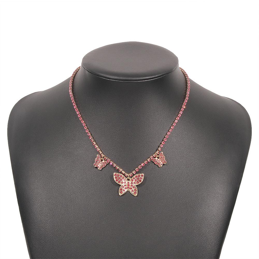 N9244 Personality Hip Hop Diamond Butterfly Necklace Fashion Retro Art Necklace Creative Geometric Necklace Female