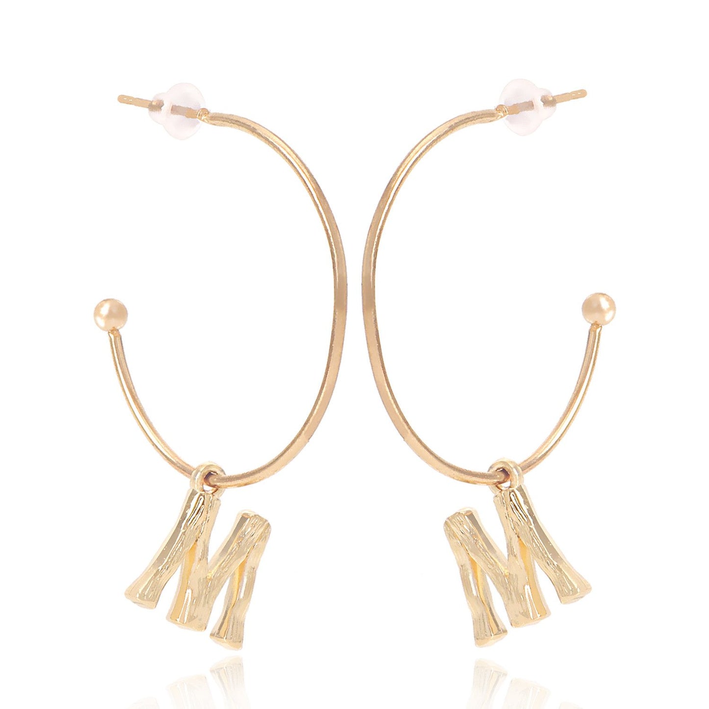 Jewelry punk geometric letter M pendant earrings female insC-shaped large ring earrings