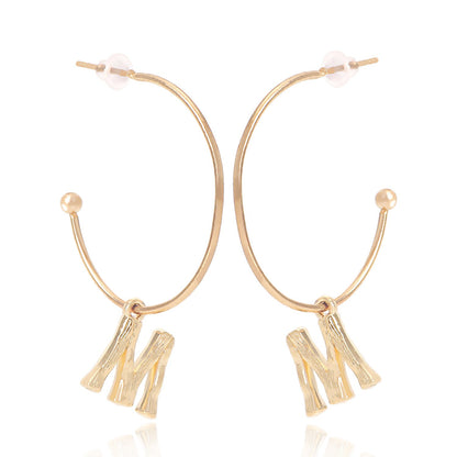 Jewelry punk geometric letter M pendant earrings female insC-shaped large ring earrings