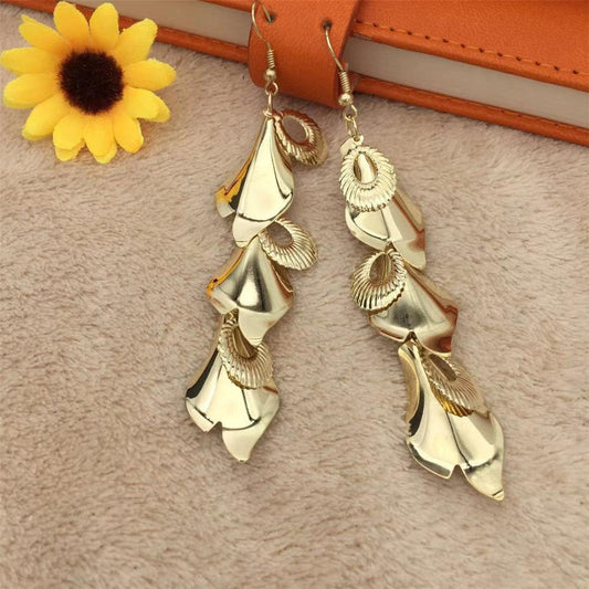 Exaggerated Trumpet Flower Earrings Tassel Earrings Jewelry