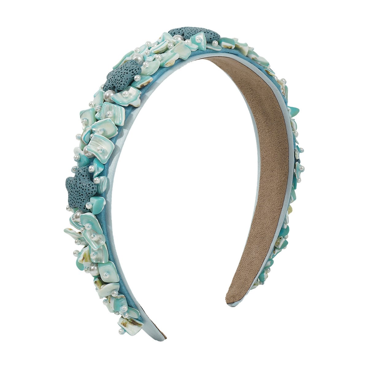 F465 Baroque heavy industry candy-colored headband imitation pearl stone girl heart wide-brimmed retro headband female