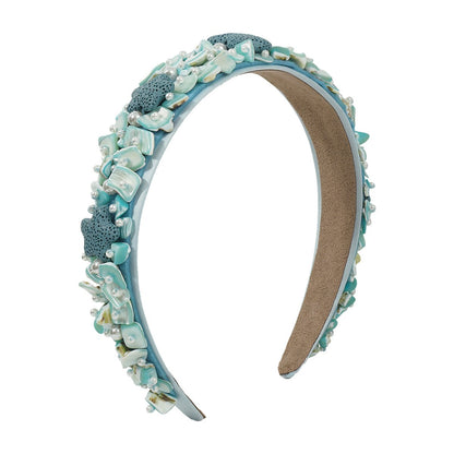 F465 Baroque heavy industry candy-colored headband imitation pearl stone girl heart wide-brimmed retro headband female