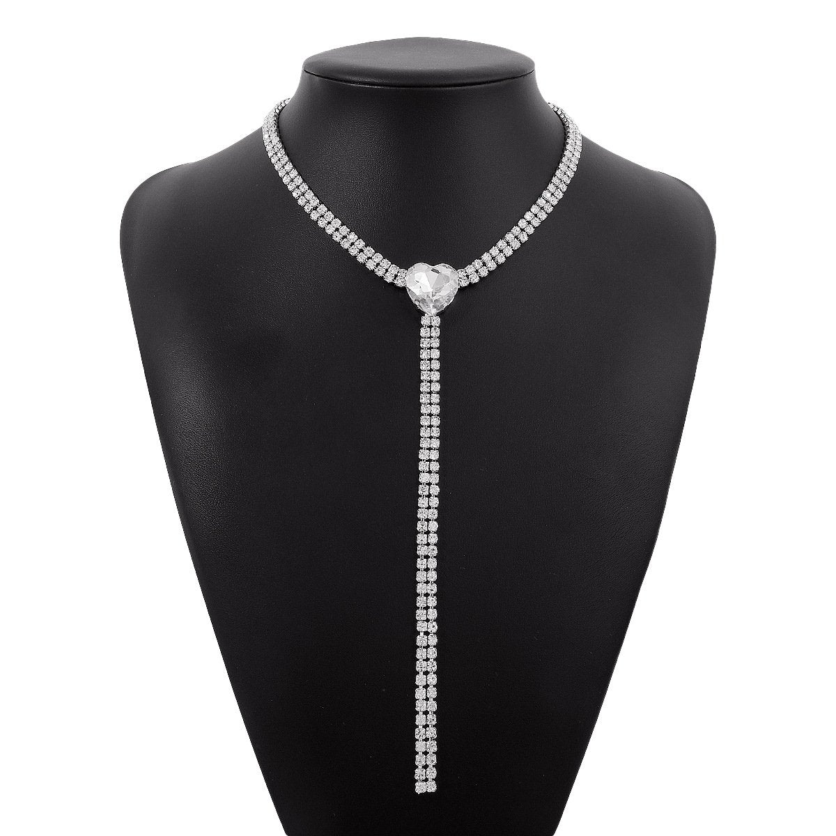 195 Diamond-encrusted Personality Internet Celebrity Necklace Long Claw Chain Tassel Love Rhinestone Retro Court Necklace