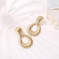 Jewelry alloy shell corrugated earrings women's drop-shaped threaded metal earrings