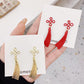 S925 Silver Needle Chinese New Year Red Earrings Winter Tassels Chinese Knot Earrings Female Elegant Ethnic Earrings