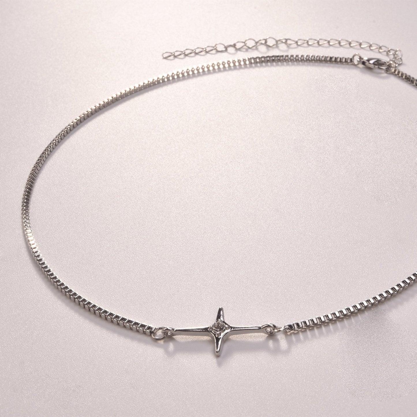 Jewelry Fashion Simple Box Chain Necklace Female Punk Trendy Diamond Cross Star Pendant