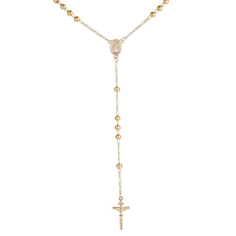 Fashion Jewelry Personality Beaded Stitching Cross Necklace Versatile Style Men's and Women's Jewelry