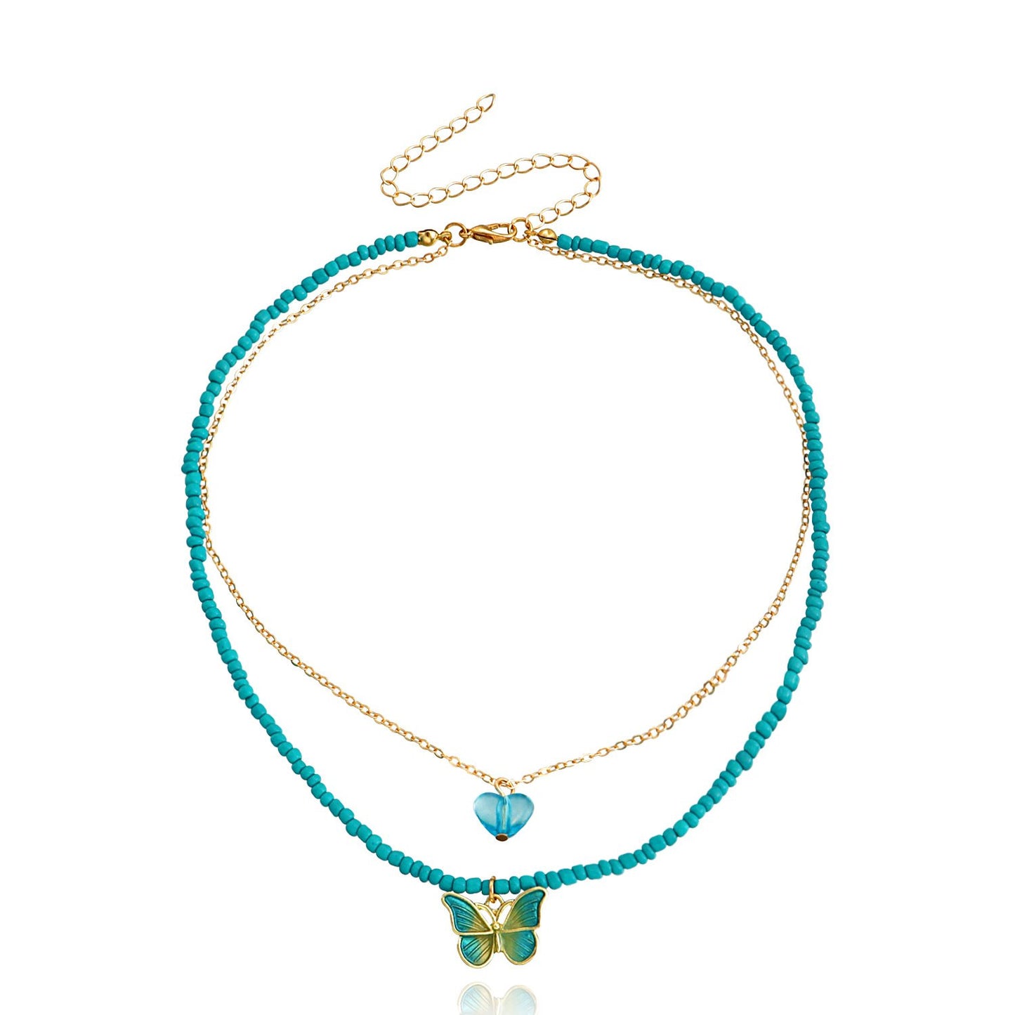 Jewelry Bohemian Green Rice Bead Stripe Butterfly Pendant Necklace Necklace Women Beaded Necklace