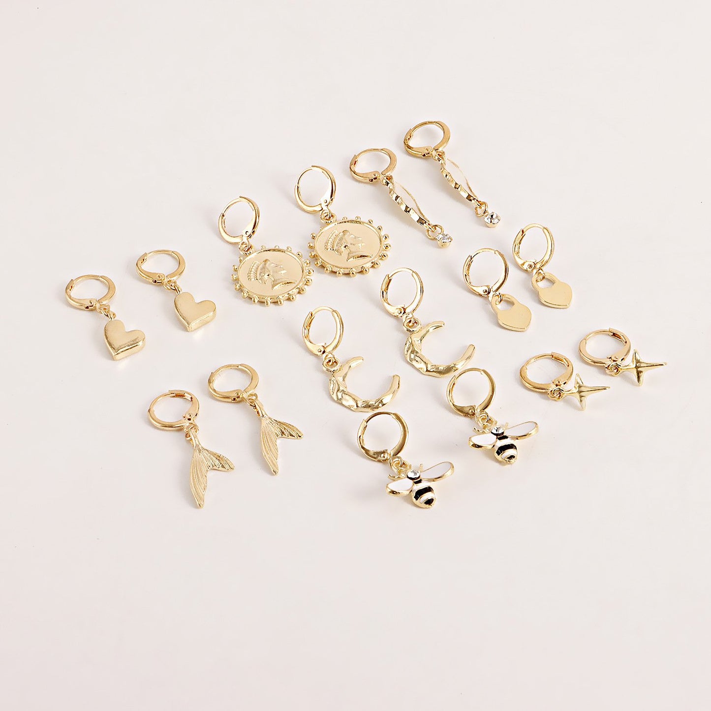 Jewelry ins hot girl multi-element bee geometric pendant earrings female earrings high-end ladies