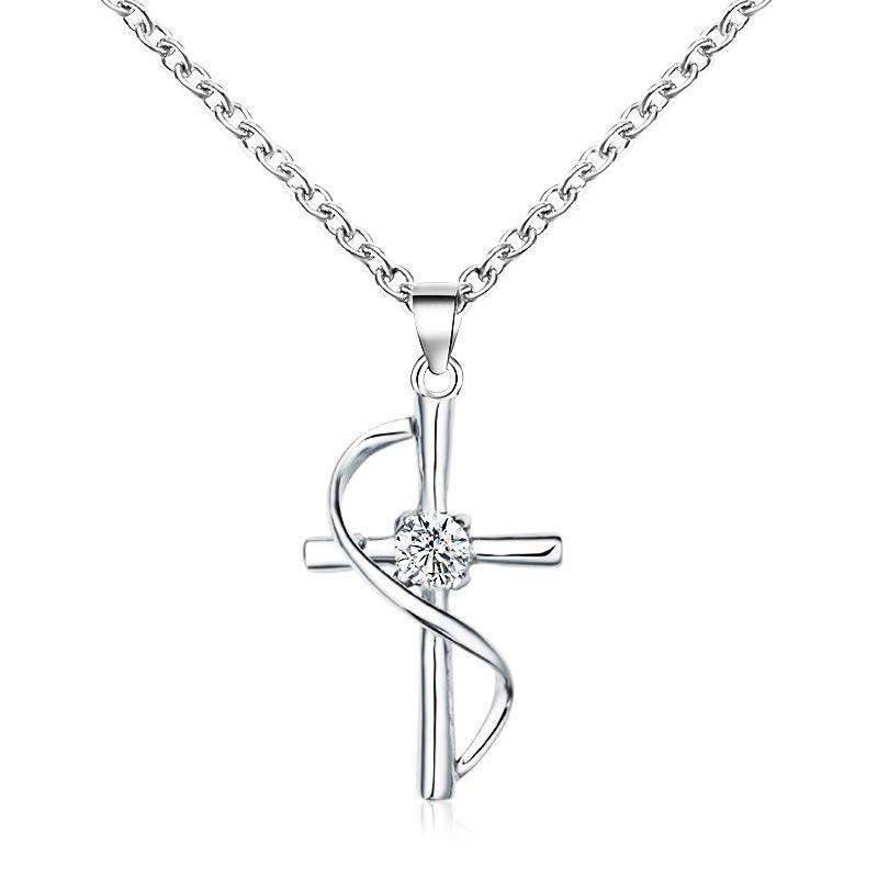 Jewelry Temperament Cross Pendant Earrings High Cold Diamond Necklace Earrings Set