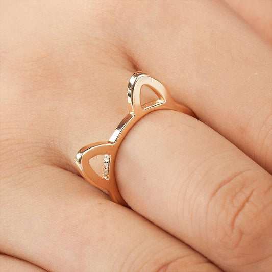 Simple creative design hollow kitten cat ears ring animal cartoon jewelry plated black ring