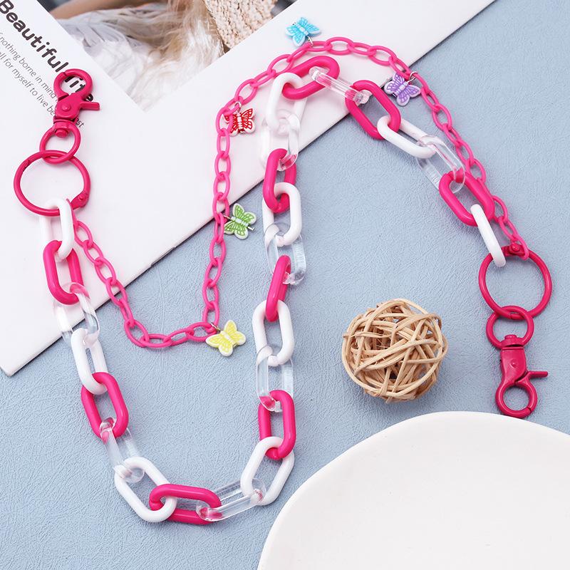 Jewelry Versatile Color Resin Butterfly Pendant Acrylic Chain Ring Buckle Double Pants Chain