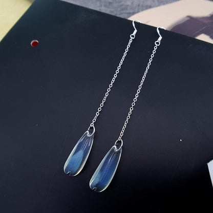 Drop-shaped earrings long tassel petal earrings retro Hanfu ear jewelry 925 earrings stall