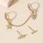 Simple Ear Stud Set Beaded Star Chain No Hole Ear Clip Cold One-piece Ear Hanging Single Female