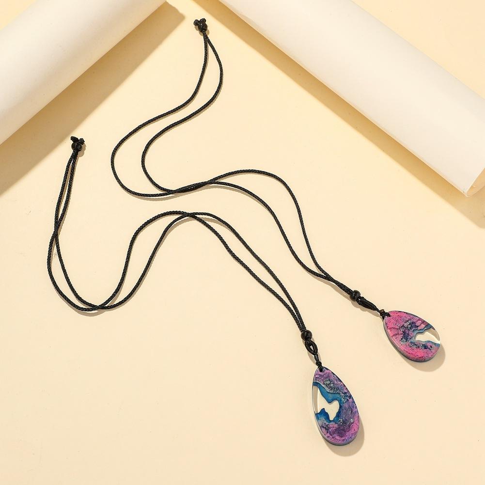Creative drop-shaped island landscape pendant fashion exquisite coral sea wave jellyfish resin necklace jewelry