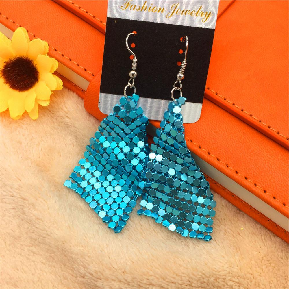 8 Colors Fashion Versatile Square Variable Sequin Earrings Exaggerated Earrings Jewelry