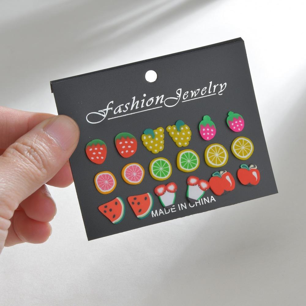 Fashion Acrylic Apple Strawberry Banana Earrings Ladies Fruit Small Stud Earrings Set Ornament