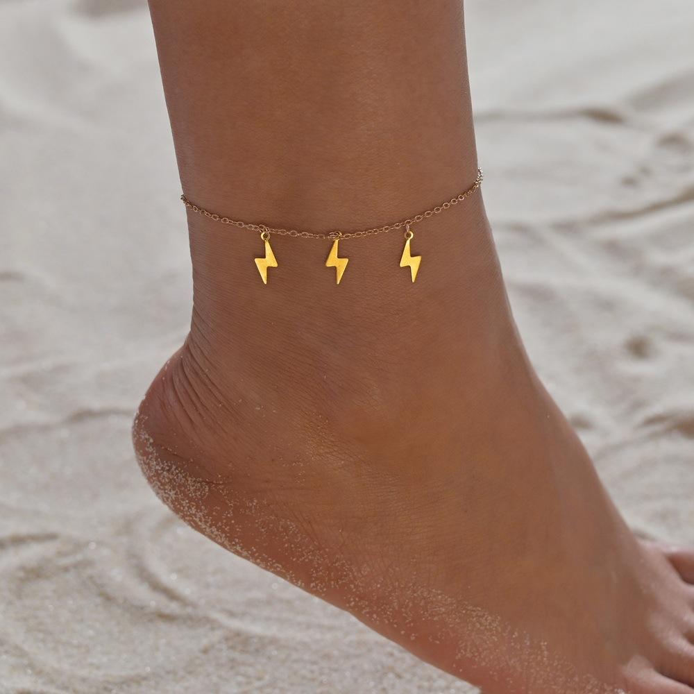 Jewelry Personalized Beach Metal Elements Simple Sequins Glossy Lightning Anklet