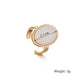 Fashion Simple Oval White Fitting Inlaid Adjustable Ring Women Accessories