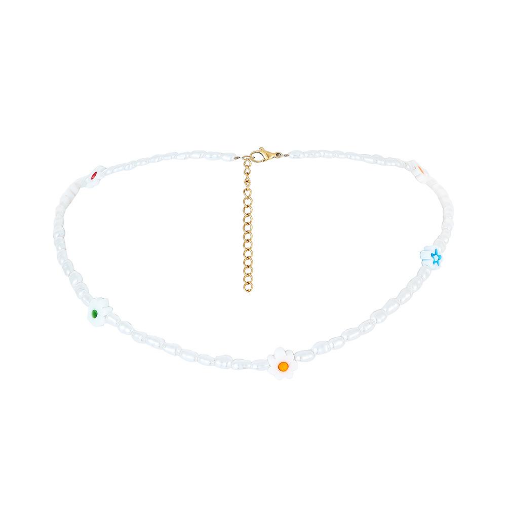 Fashion Personality Creative Handmade Baroque Small Flower Short Clavicle Chain Simple Pearl Necklace For Women
