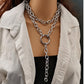 Jewelry punk exaggerated long ring multi-layer necklace personalized thick chain peach heart hip-hop necklace