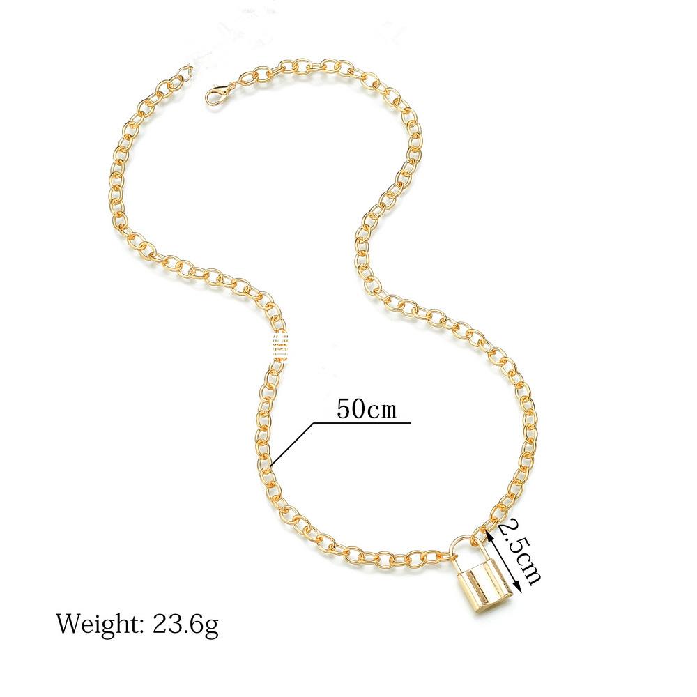 fashion alloy lock pendant necklace street punk necklace women