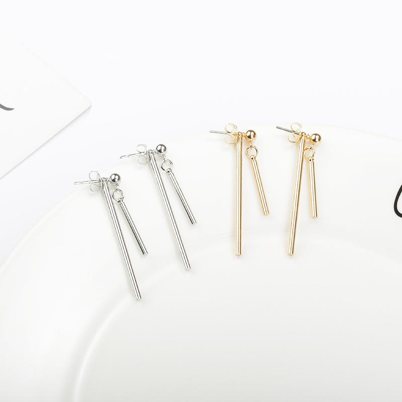 Edition Temperament Earrings Geometric Asymmetric One-word Alloy Stud Earrings Simple Vertical Strip Earrings