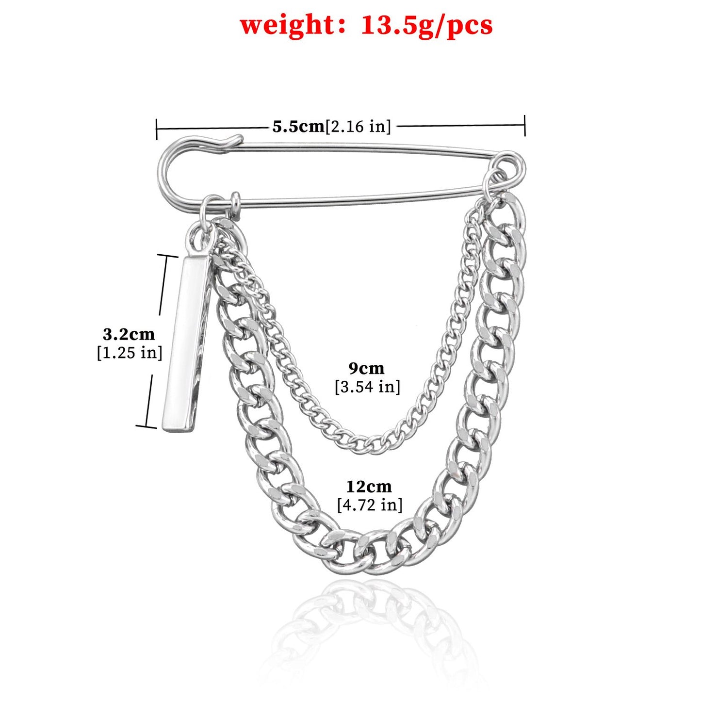 ins Harajuku cool chain pin brooch street fashion metal decoration hip-hop western clothing for men and women