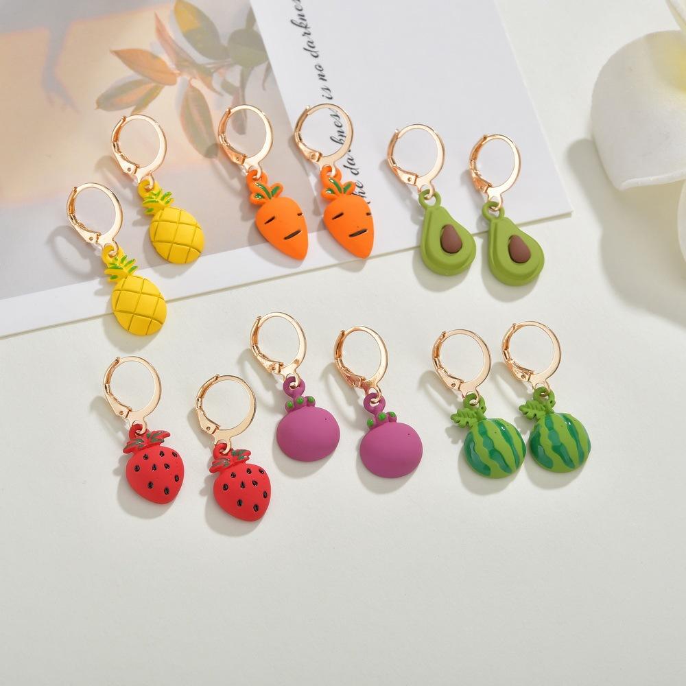 Accessories Fashion Rubber Lacquer Fruit Earrings Cute Carrot Watermelon Strawberry Earrings