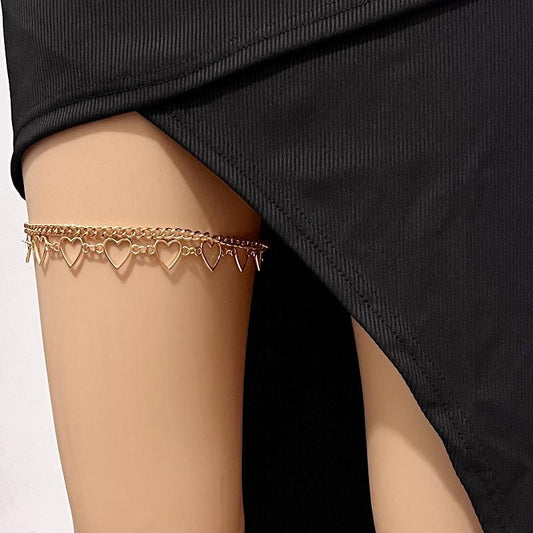 Fashion sexy leg chain street shot metal chain love thigh chain personality night elastic bandage leg ring female