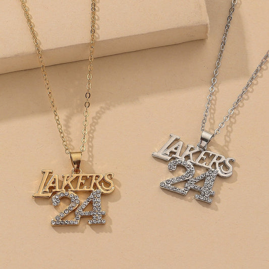 Commemorative Black Mamba Kobe Bryant Lakers logo LAKERS No. 24 diamond pendant necklace male