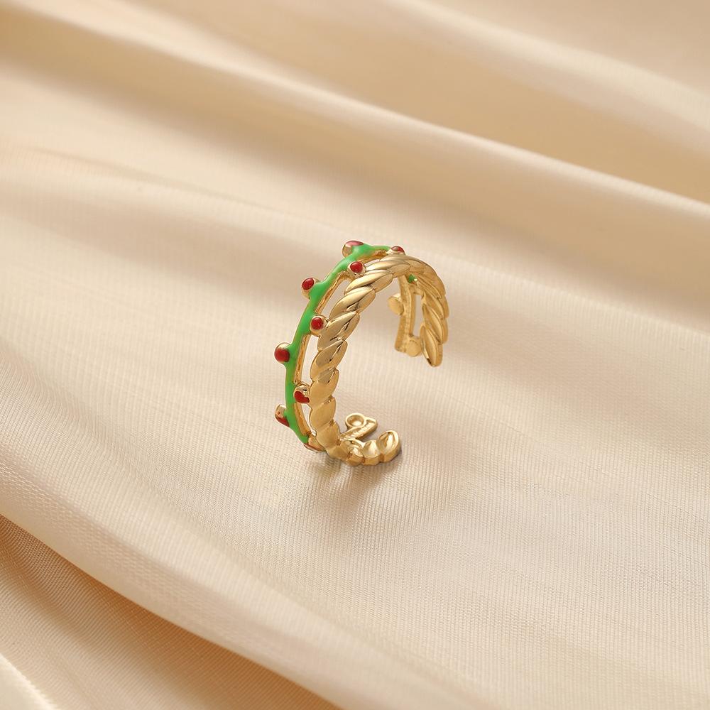 Versatile Fashion Ladies Stainless Steel Creative Design Open Twill Flower Rattan Adjustable Ring