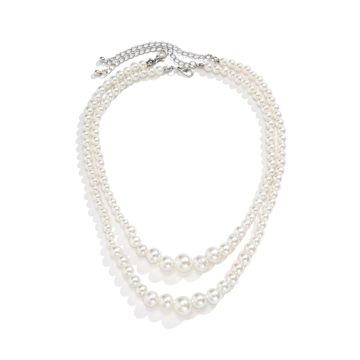 Jewelry Temperament Retro Imitation Pearl Chain Clavicle Necklace Simple Versatile Beaded Double Layer Necklace