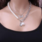 Jewelry Fashion Copper Snake Chain Pearl Coin Portrait Square Necklace Female Two-piece Set