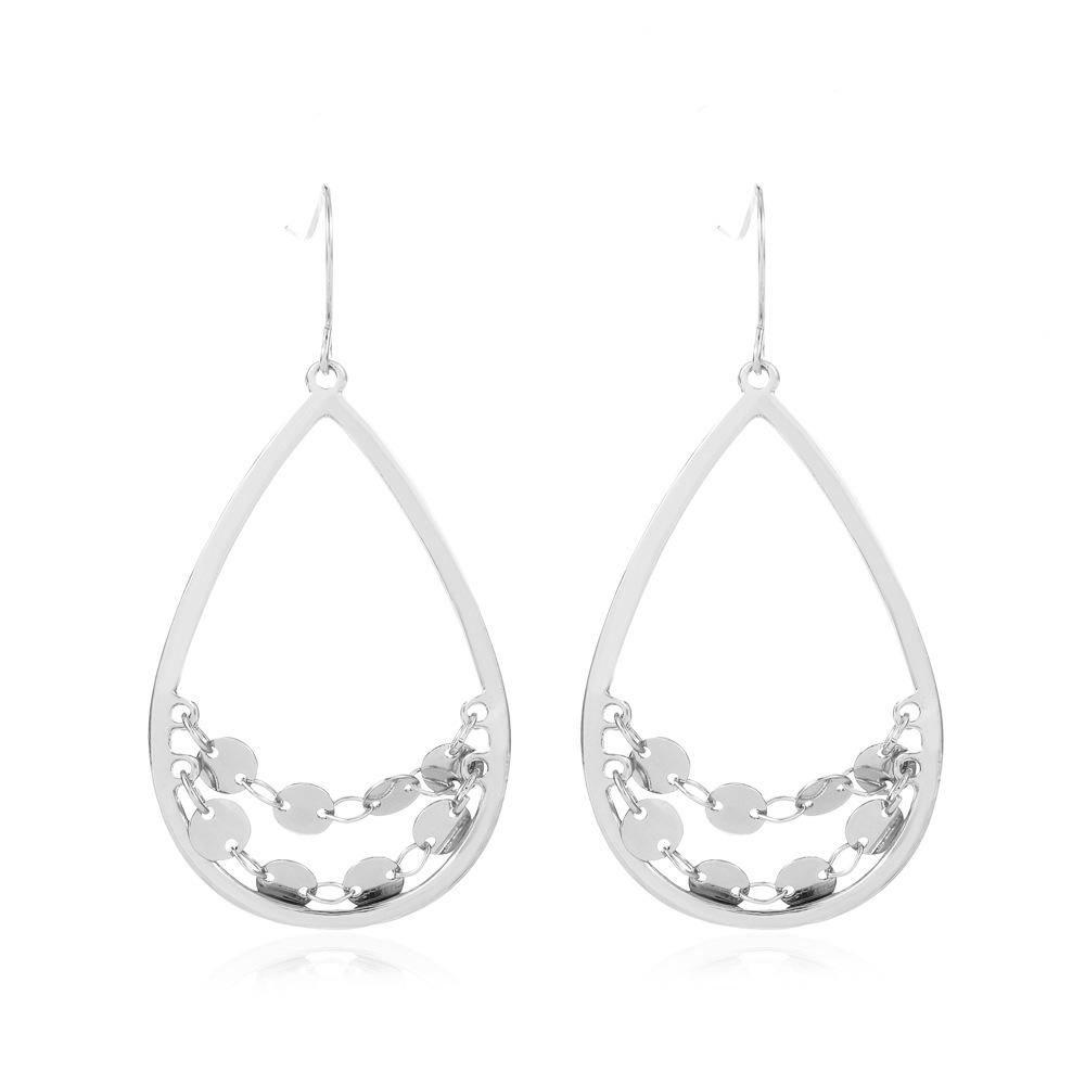 Ins hollow water drop earrings female Bohemian ethnic creative chain tassel earrings temperament earrings