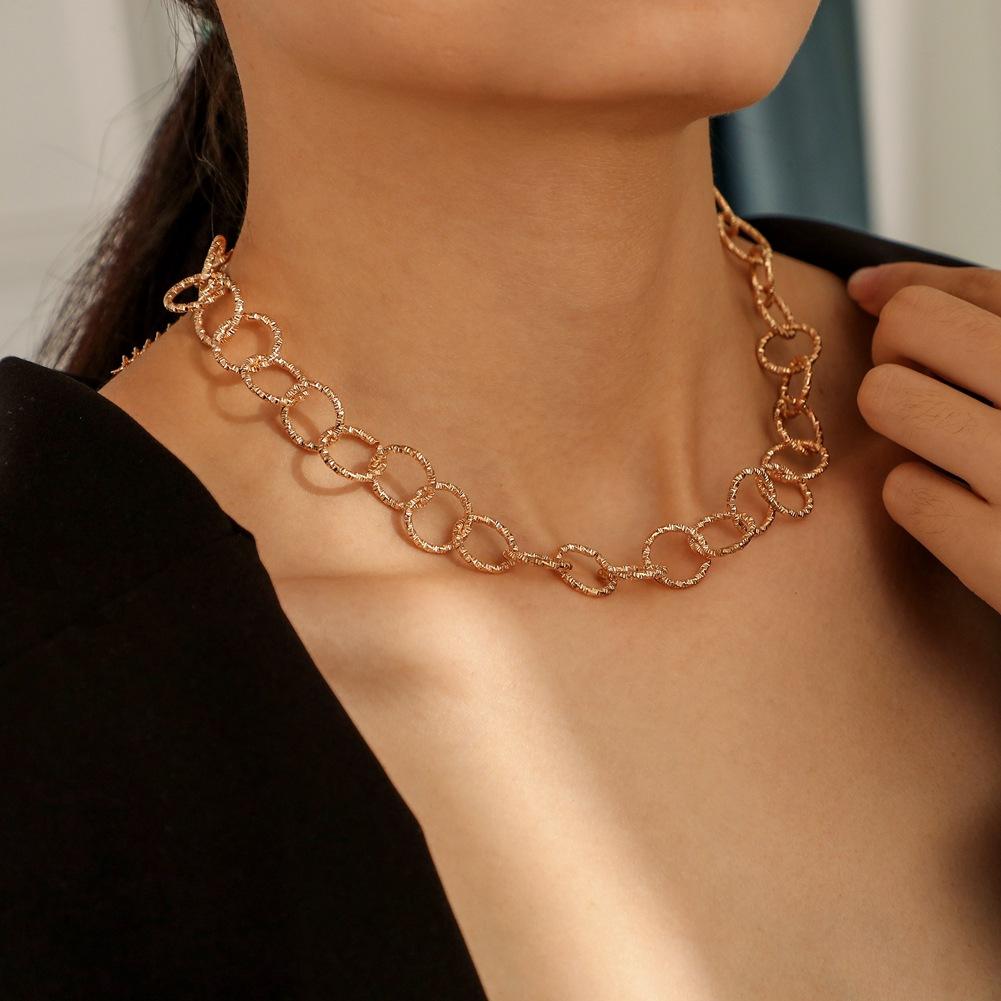 Jewelry simple single-layer circle O-shaped clavicle necklace exaggerated hip-hop short choker necklace female
